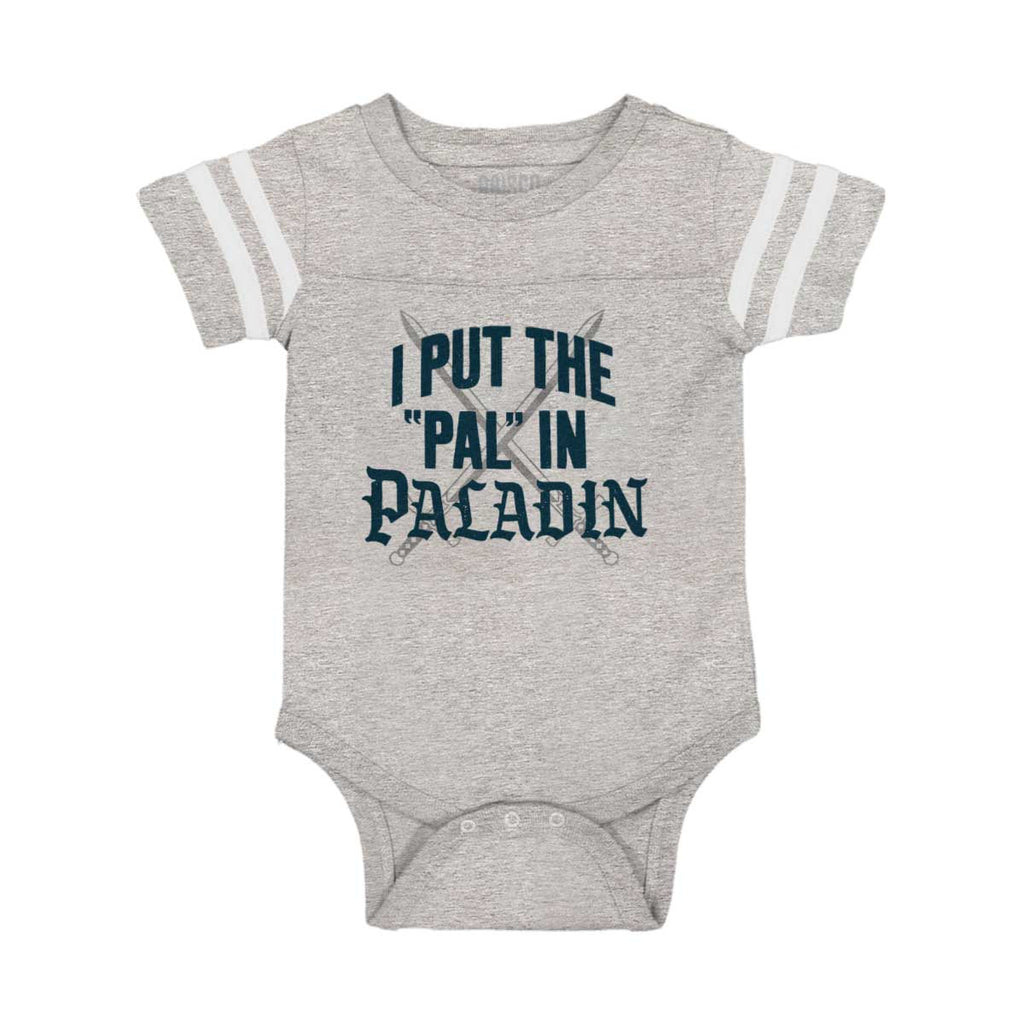 Put The Pal In Paladin Dungeons Football Romper Bodysuit-Direct To Garment Print-Brisco Baby