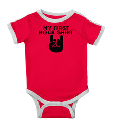 Rock Shirt Ringer Romper Bodysuit-Direct To Garment Print-Brisco Baby
