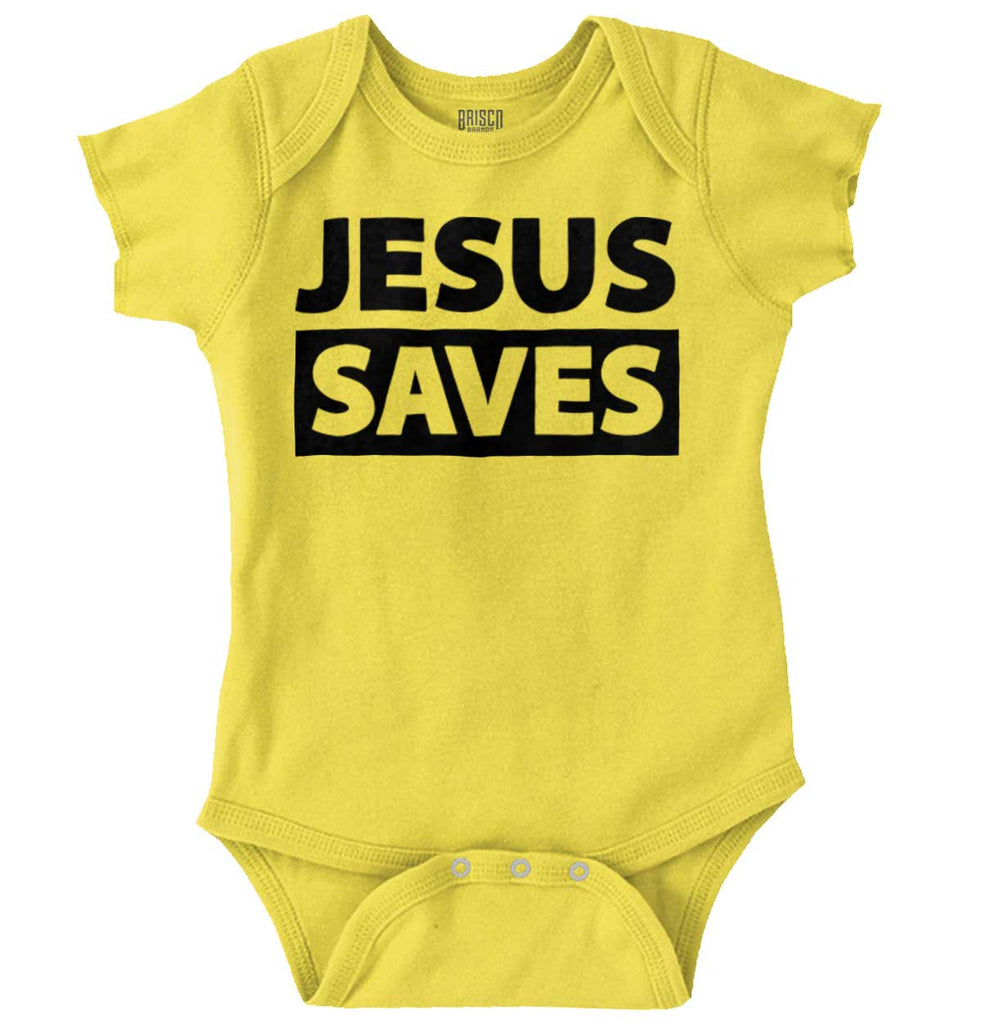 Jesus Saves Romper Bodysuit-Direct To Garment Print-Brisco Baby