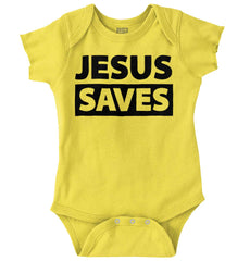Jesus Saves Romper Bodysuit-Direct To Garment Print-Brisco Baby