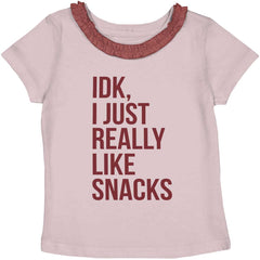 Really Like Snacks Toddler Ruffled Trim T-Shirt-Direct To Garment Print-Brisco Baby