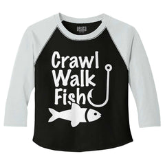 Crawl Walk Fish Toddler Baseball-Direct To Garment Print-Brisco Baby
