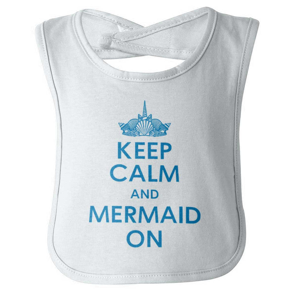 Keep Calm Mermaid On Infant Baby Bib-Direct To Garment Print-Brisco Baby
