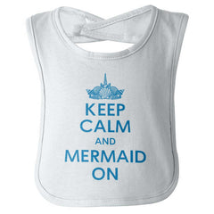Keep Calm Mermaid On Infant Baby Bib-Direct To Garment Print-Brisco Baby