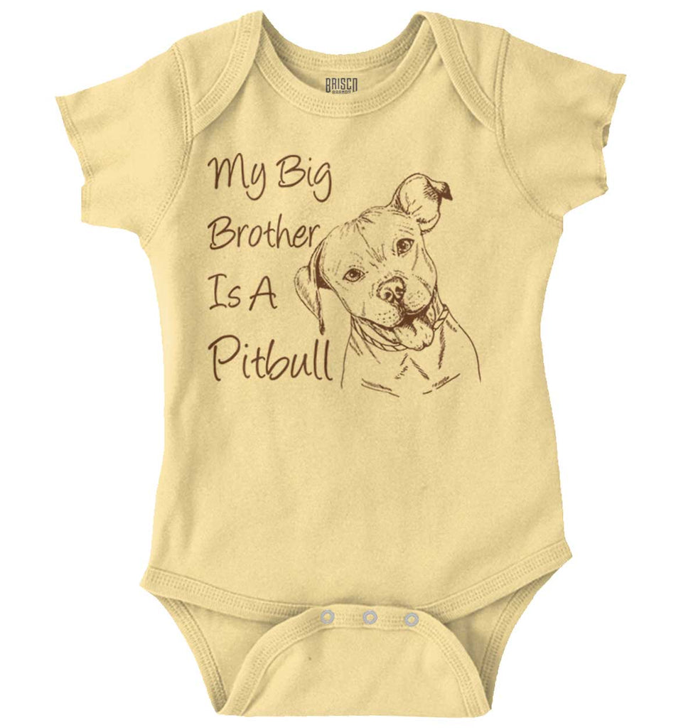 Brother is a Pitbull Romper Bodysuit-Direct To Garment Print-Brisco Baby
