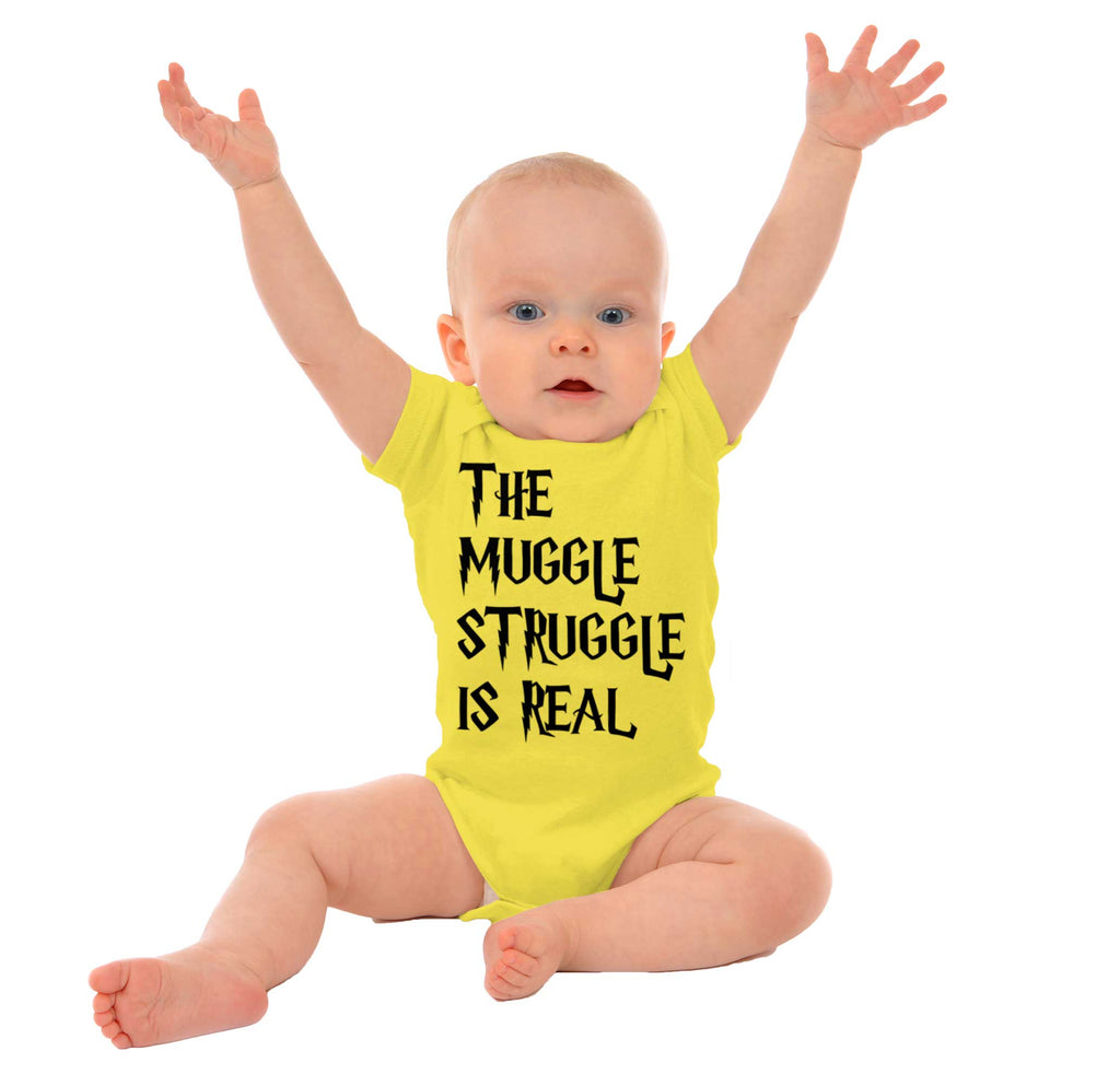 Muggle Struggle Is Real Romper Bodysuit-Direct To Garment Print-Brisco Baby