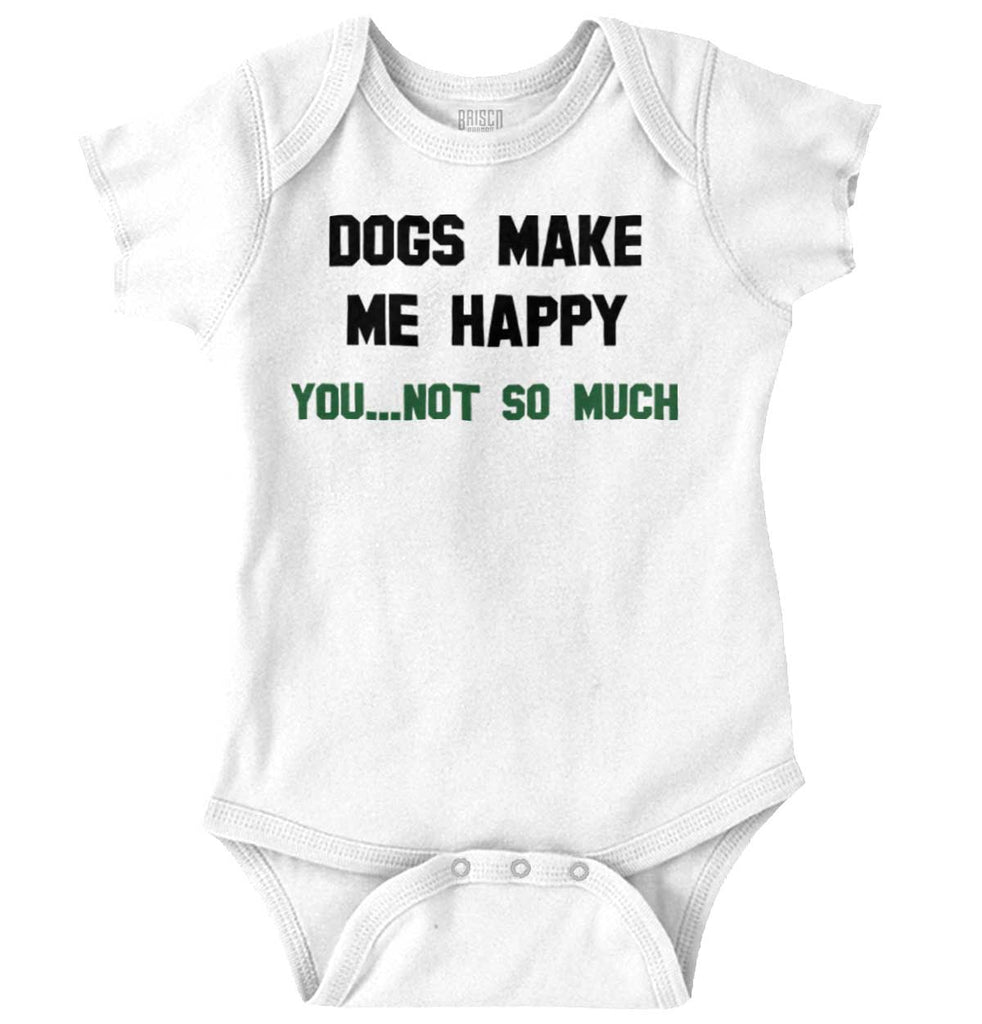 Dogs Make Me Happy Romper Bodysuit-Direct To Garment Print-Brisco Baby