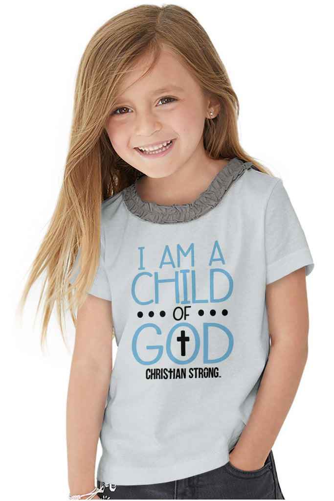 Cross Of God Toddler Ruffled Trim T-Shirt-Direct To Garment Print-Brisco Baby