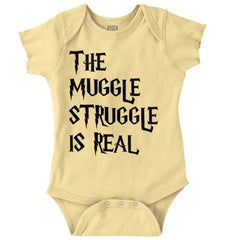 Muggle Struggle Is Real Romper Bodysuit-Direct To Garment Print-Brisco Baby