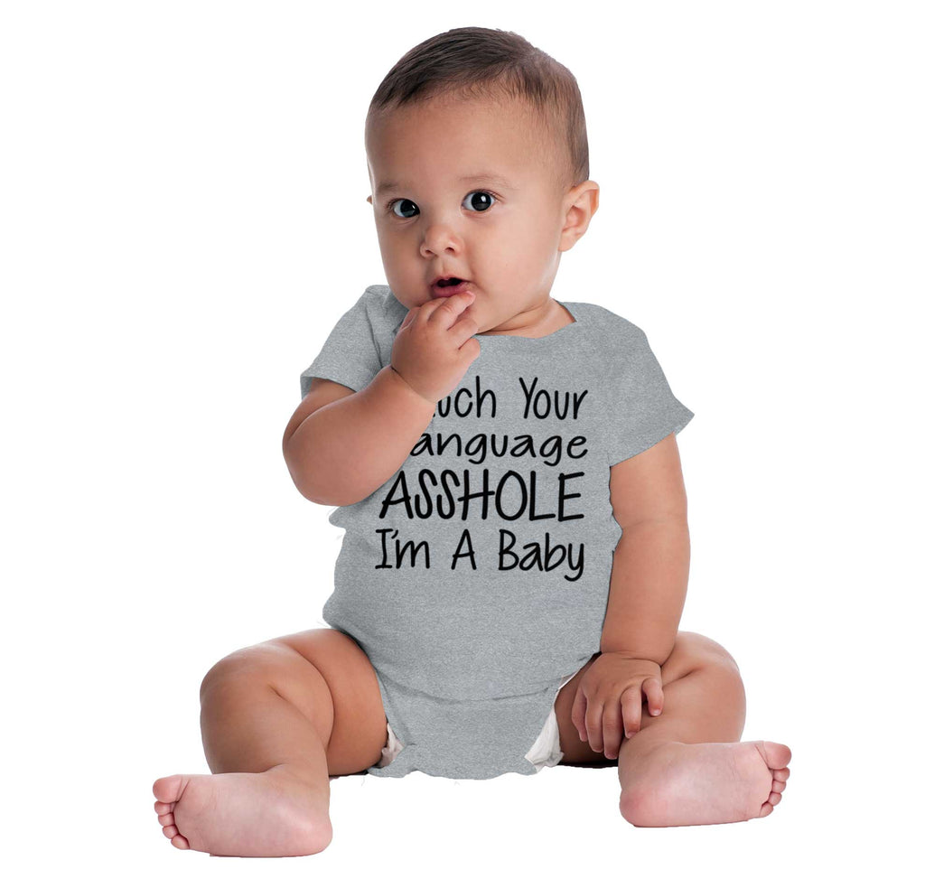 Watch The Language Romper Bodysuit-Direct To Garment Print-Brisco Baby
