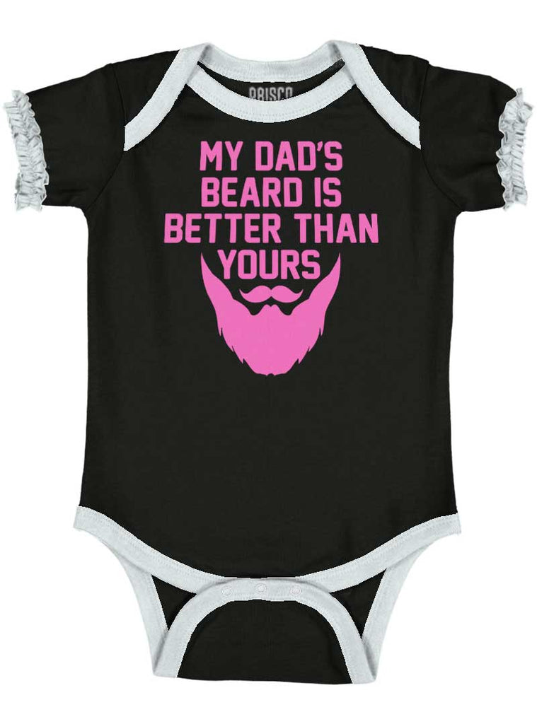 Dad's Beard Baby Ruffled Trim Romper-Direct To Garment Print-Brisco Baby