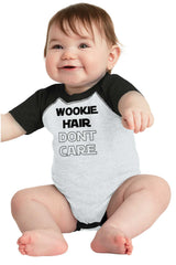 Wookie Hair Don't Ca Raglan Romper Bodysuit-Direct To Garment Print-Brisco Baby