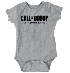 Call Of Doody Romper Bodysuit-Direct To Garment Print-Brisco Baby
