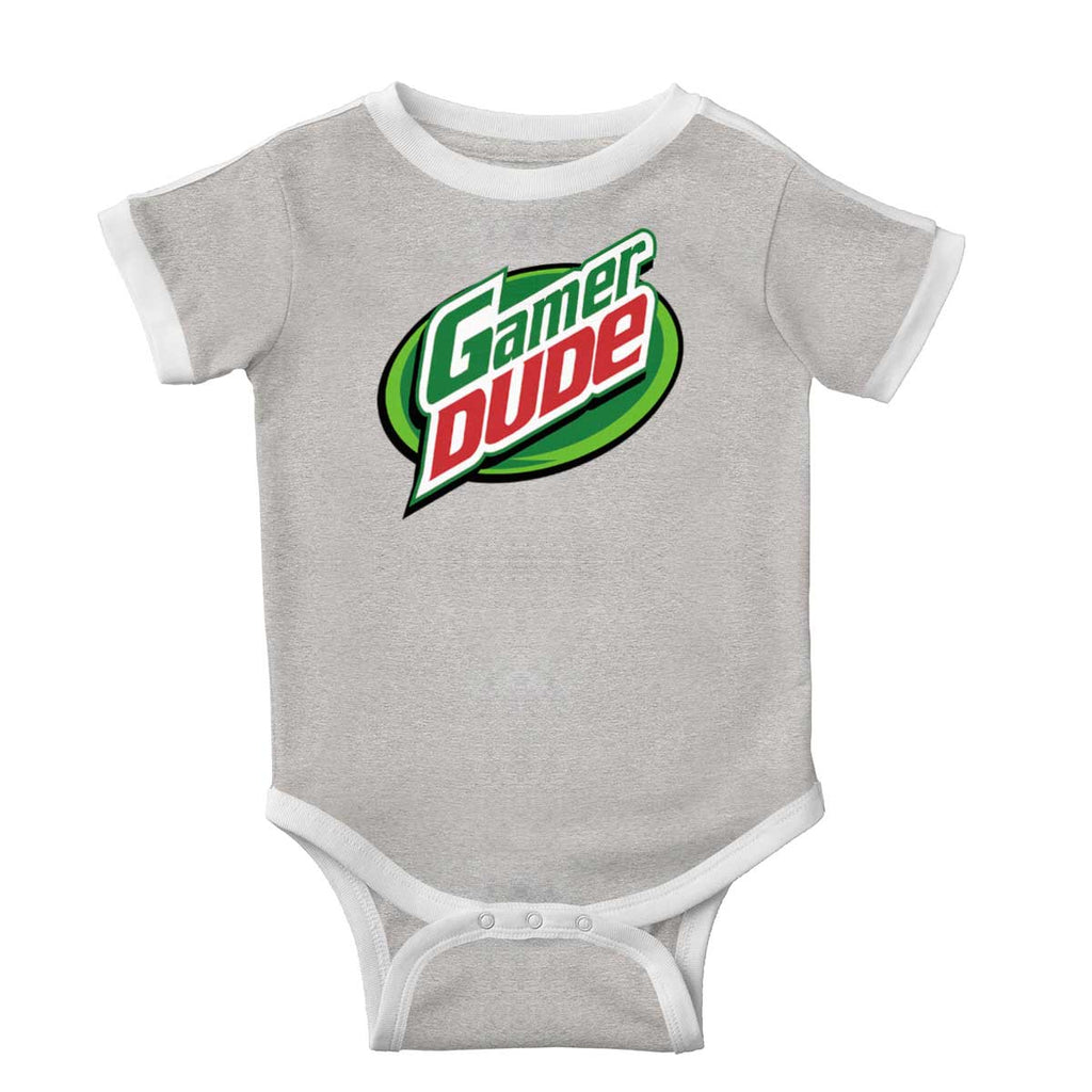 Gamer Dude Video Gaming Geek Ringer Romper Bodysuit-Direct To Garment Print-Brisco Baby