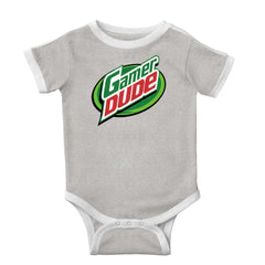 Gamer Dude Video Gaming Geek Ringer Romper Bodysuit-Direct To Garment Print-Brisco Baby