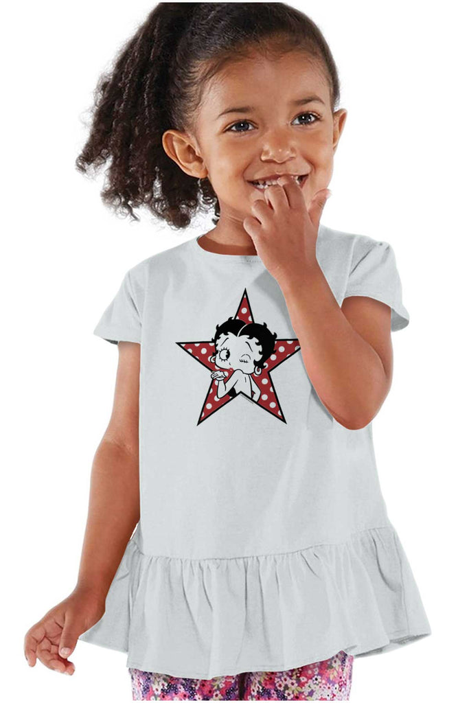 Betty Star Toddler Ruffle Bottom Tee-Direct To Garment Print-Brisco Baby