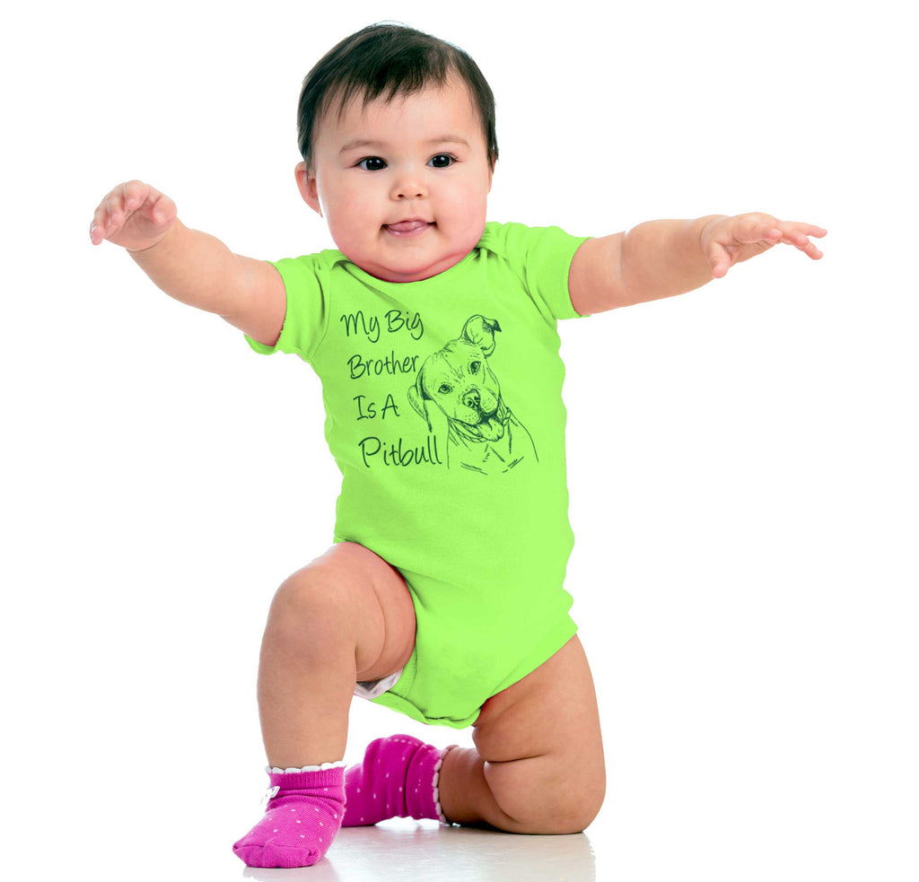 Brother is a Pitbull Romper Bodysuit-Direct To Garment Print-Brisco Baby