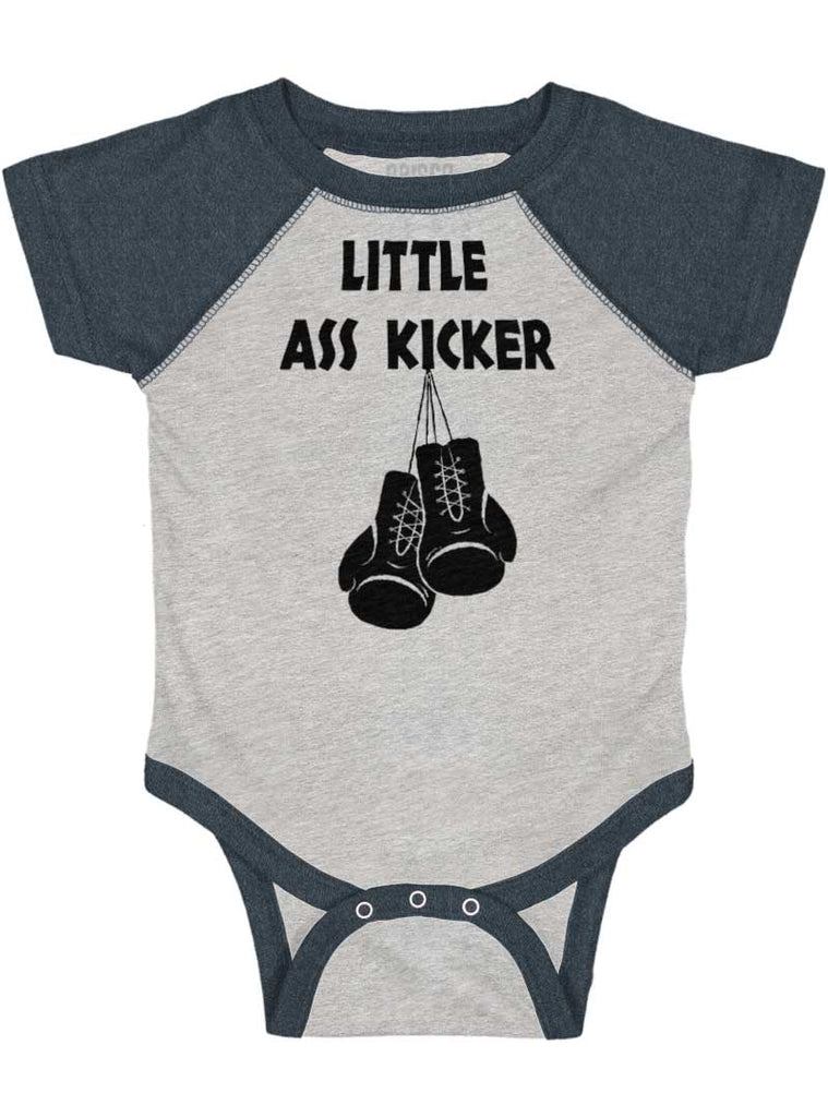 Little Ass Kicker Raglan Romper Bodysuit-Direct To Garment Print-Brisco Baby