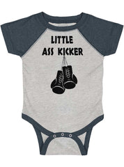 Little Ass Kicker Raglan Romper Bodysuit-Direct To Garment Print-Brisco Baby