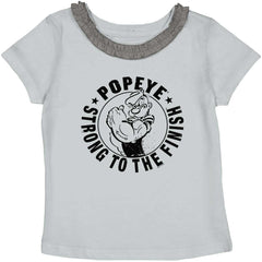 Popeye To The Finish Toddler Ruffled Trim T-Shirt-Direct To Garment Print-Brisco Baby