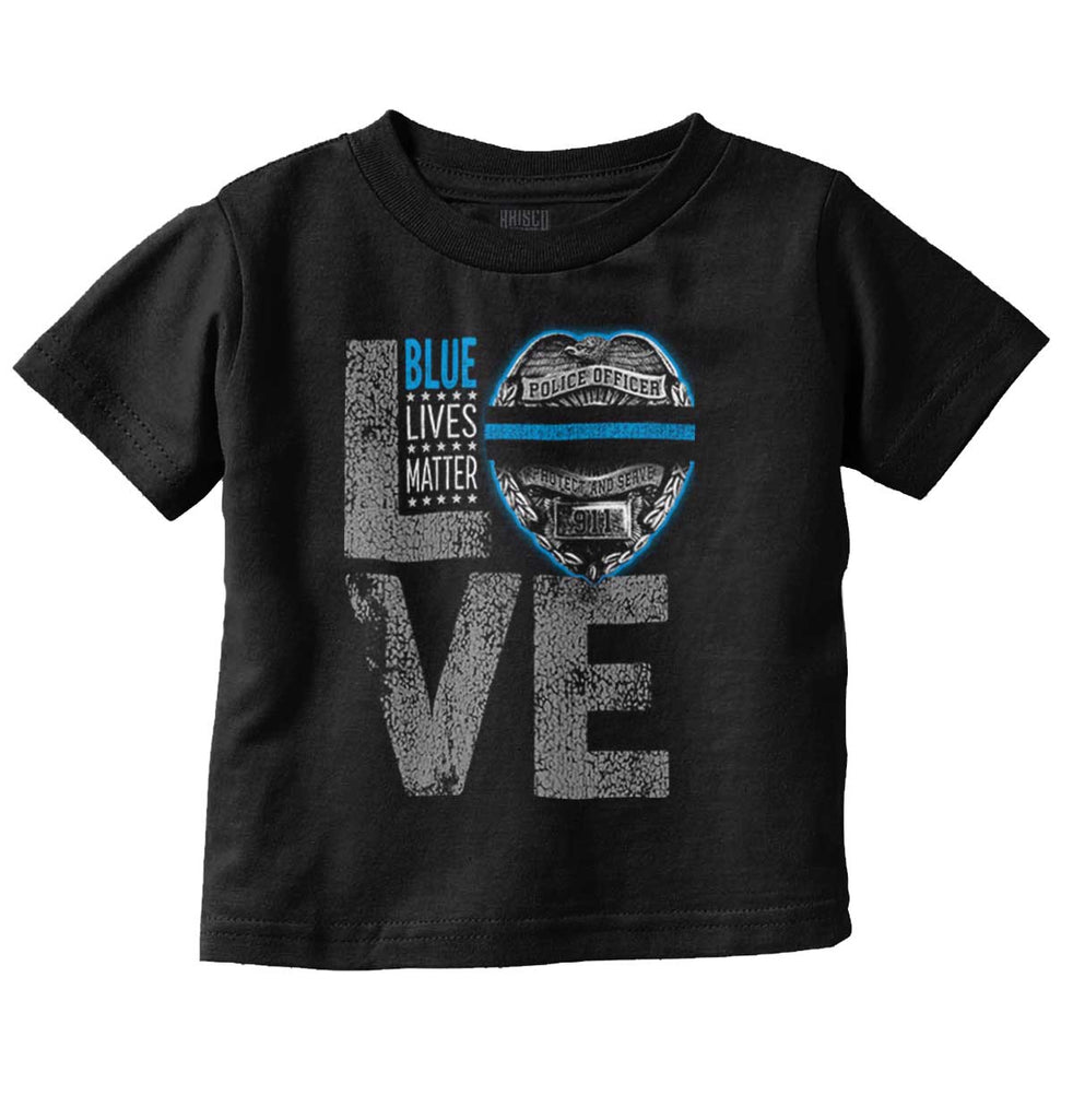 Police Love Infant Toddler T Shirt-Direct To Garment Print-Brisco Baby