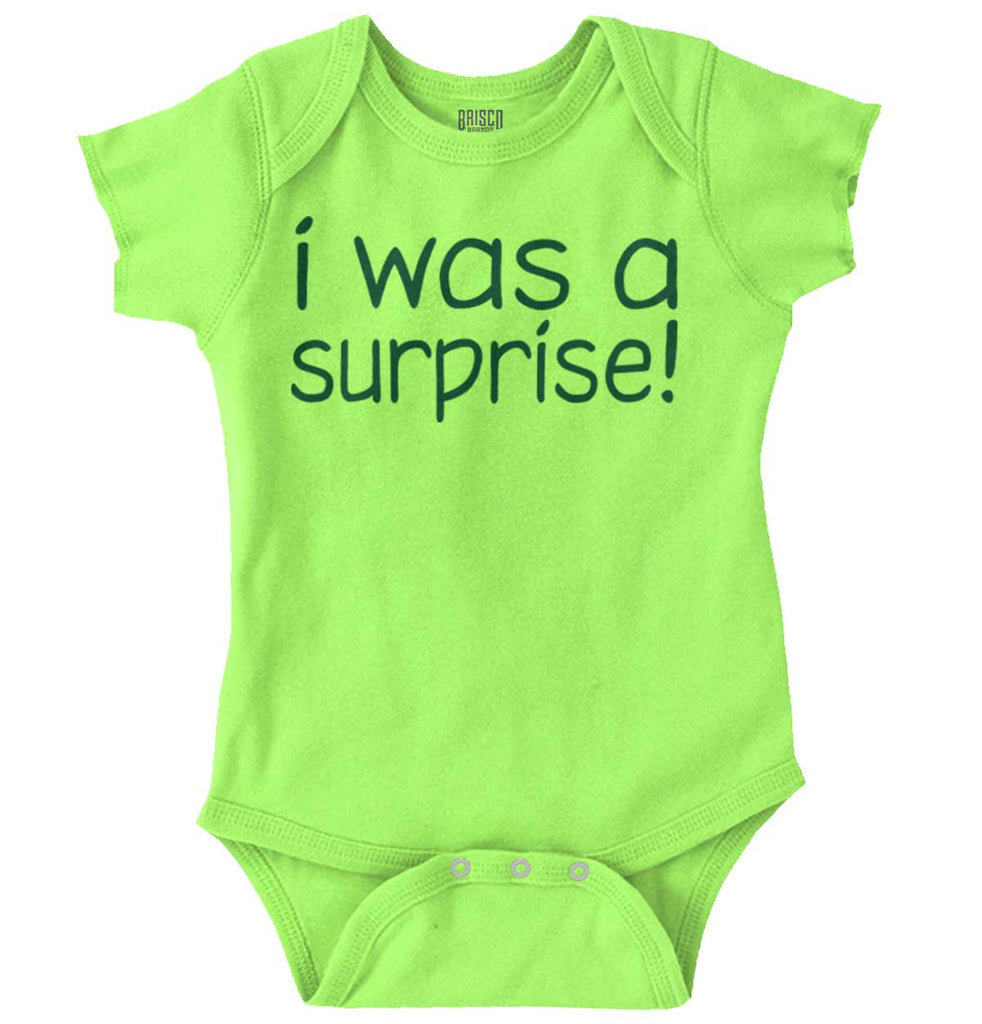 I Was A Surprise Romper Bodysuit-Direct To Garment Print-Brisco Baby