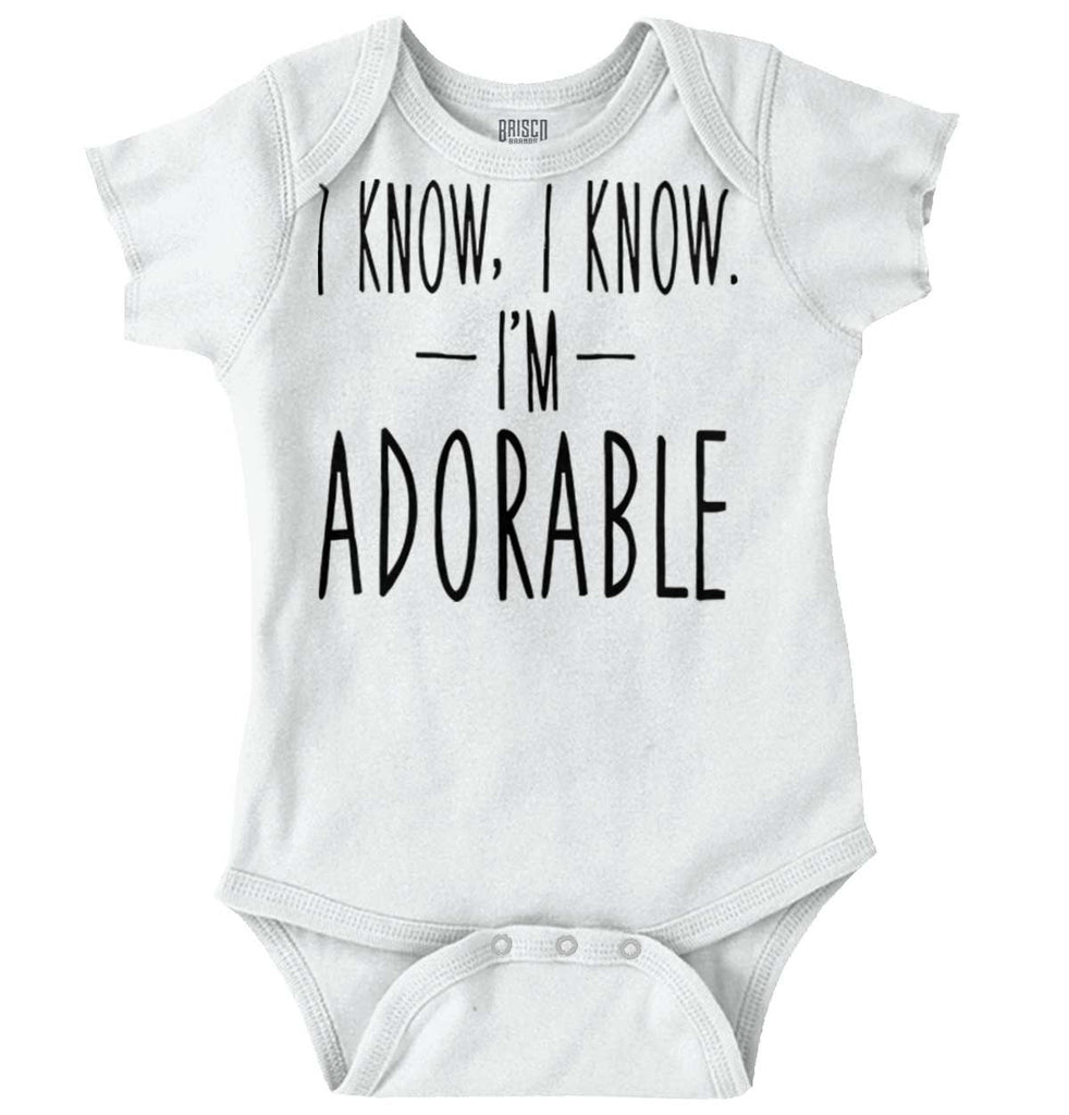 I Know I'm Adorable Romper Bodysuit-Direct To Garment Print-Brisco Baby