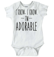 I Know I'm Adorable Romper Bodysuit-Direct To Garment Print-Brisco Baby