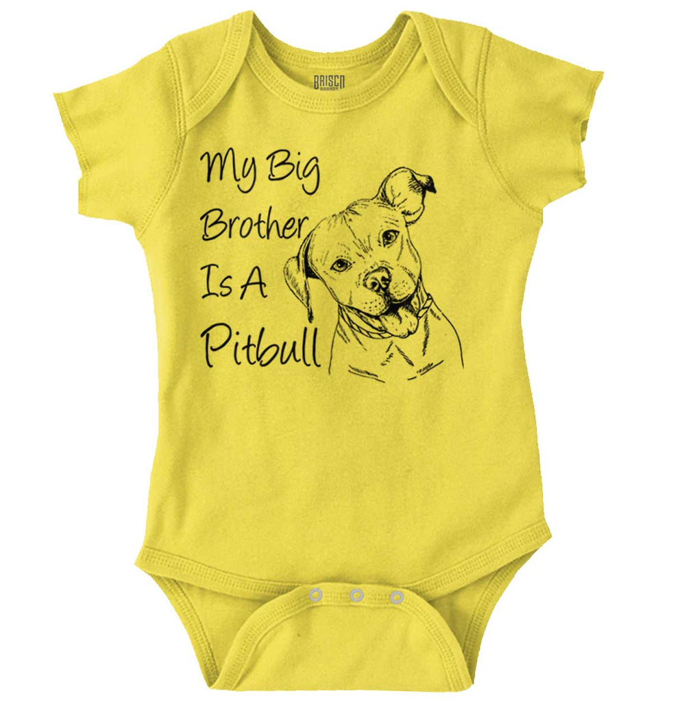Brother is a Pitbull Romper Bodysuit-Direct To Garment Print-Brisco Baby