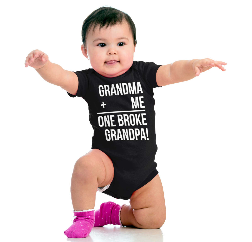 One Broke Grandpa Romper Bodysuit-Direct To Garment Print-Brisco Baby