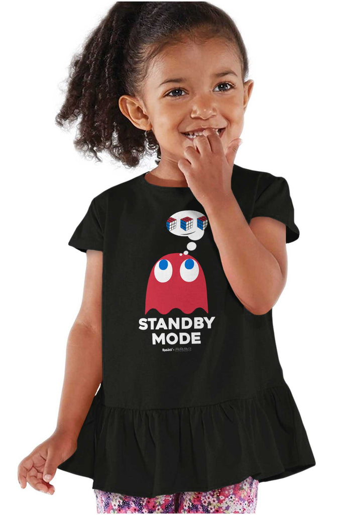 Standby Mode Toddler Ruffle Bottom Tee-Direct To Garment Print-Brisco Baby