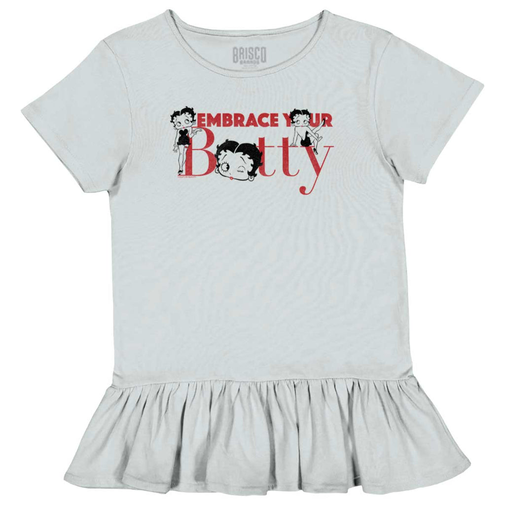 Embrace Betty Toddler Ruffle Bottom Tee-Direct To Garment Print-Brisco Baby