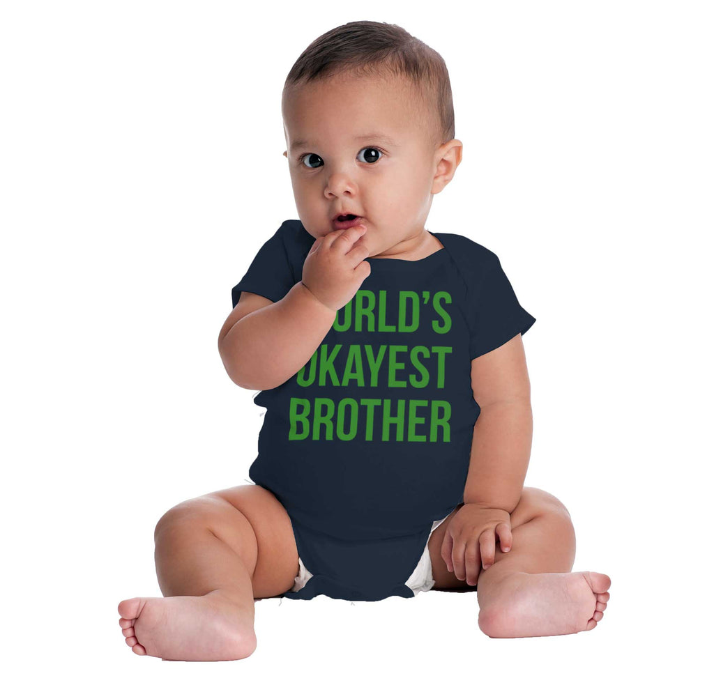 World's Okayest Brother Romper Bodysuit-Direct To Garment Print-Brisco Baby