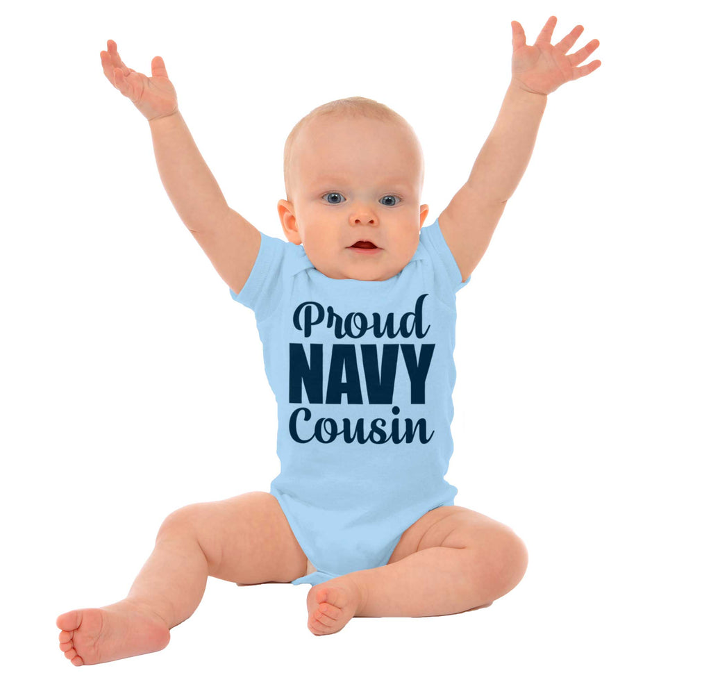 Proud Navy Cousin Romper Bodysuit-Direct To Garment Print-Brisco Baby