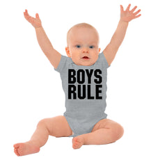 Boys Rule Romper Bodysuit-Direct To Garment Print-Brisco Baby