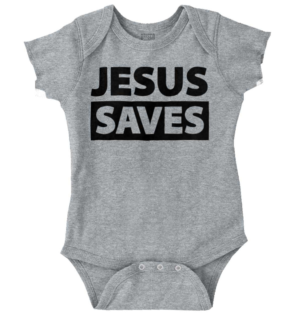 Jesus Saves Romper Bodysuit-Direct To Garment Print-Brisco Baby