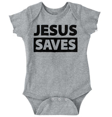 Jesus Saves Romper Bodysuit-Direct To Garment Print-Brisco Baby