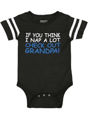Check Out Grandpa Football Romper Bodysuit-Direct To Garment Print-Brisco Baby
