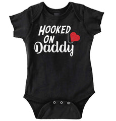 Hooked On Daddy Romper Bodysuit-Direct To Garment Print-Brisco Baby