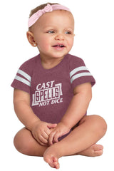 Cast Spells Not Dice Dungeons Football Romper Bodysuit-Direct To Garment Print-Brisco Baby