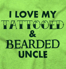 Love My Tattooed Bearded Uncle Romper Bodysuit-Direct To Garment Print-Brisco Baby
