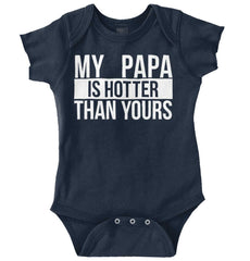 Papa Is Hotter Than Yours Romper Bodysuit-Direct To Garment Print-Brisco Baby