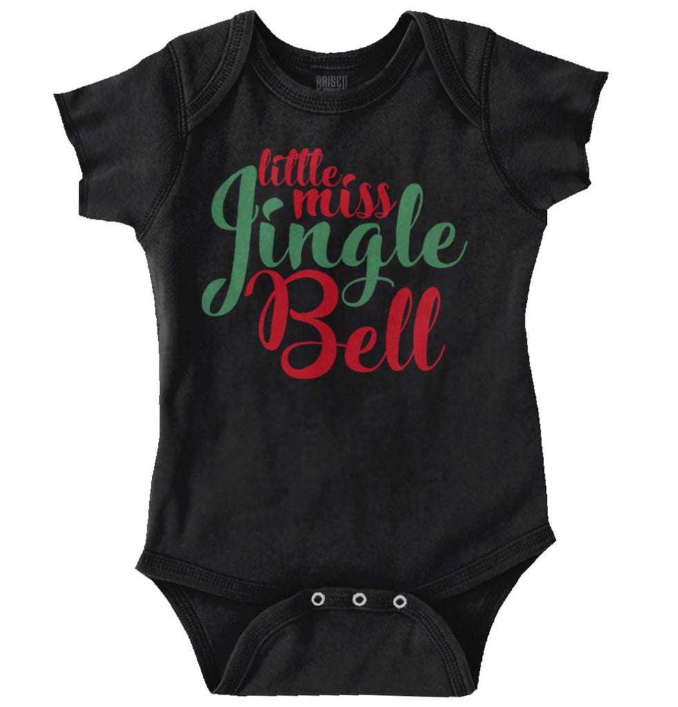 Little Miss Jingle Bell Romper Bodysuit-Direct To Garment Print-Brisco Baby