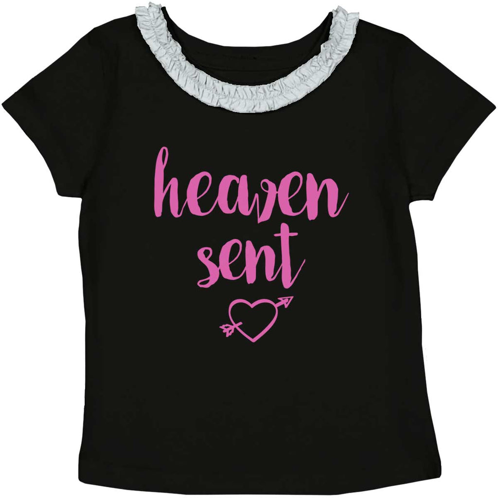 Heaven Sent Toddler Ruffled Trim T-Shirt-Direct To Garment Print-Brisco Baby