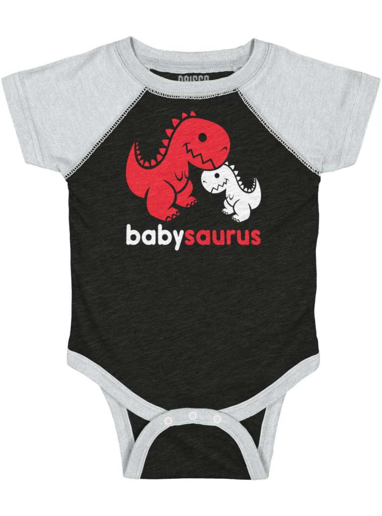 Babysaurus Rex Raglan Romper Bodysuit-Direct To Garment Print-Brisco Baby