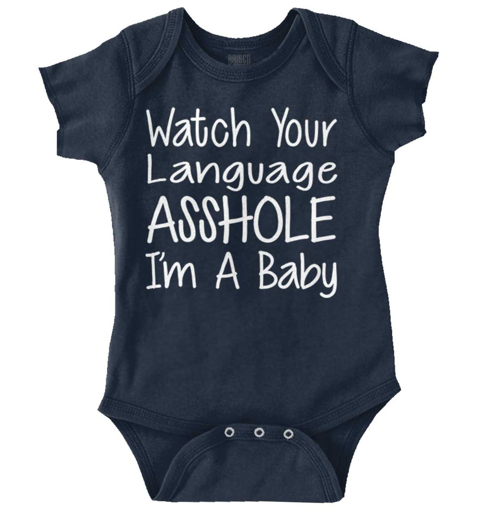 Watch The Language Romper Bodysuit-Direct To Garment Print-Brisco Baby