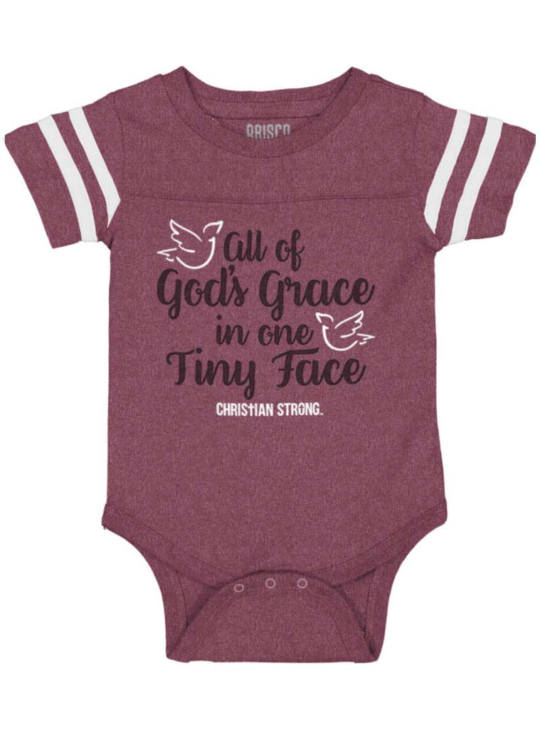 Gods Grace Tiny Face Football Romper Bodysuit-Direct To Garment Print-Brisco Baby