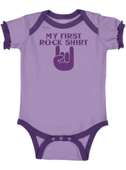 Rock Shirt Baby Ruffled Trim Romper-Direct To Garment Print-Brisco Baby