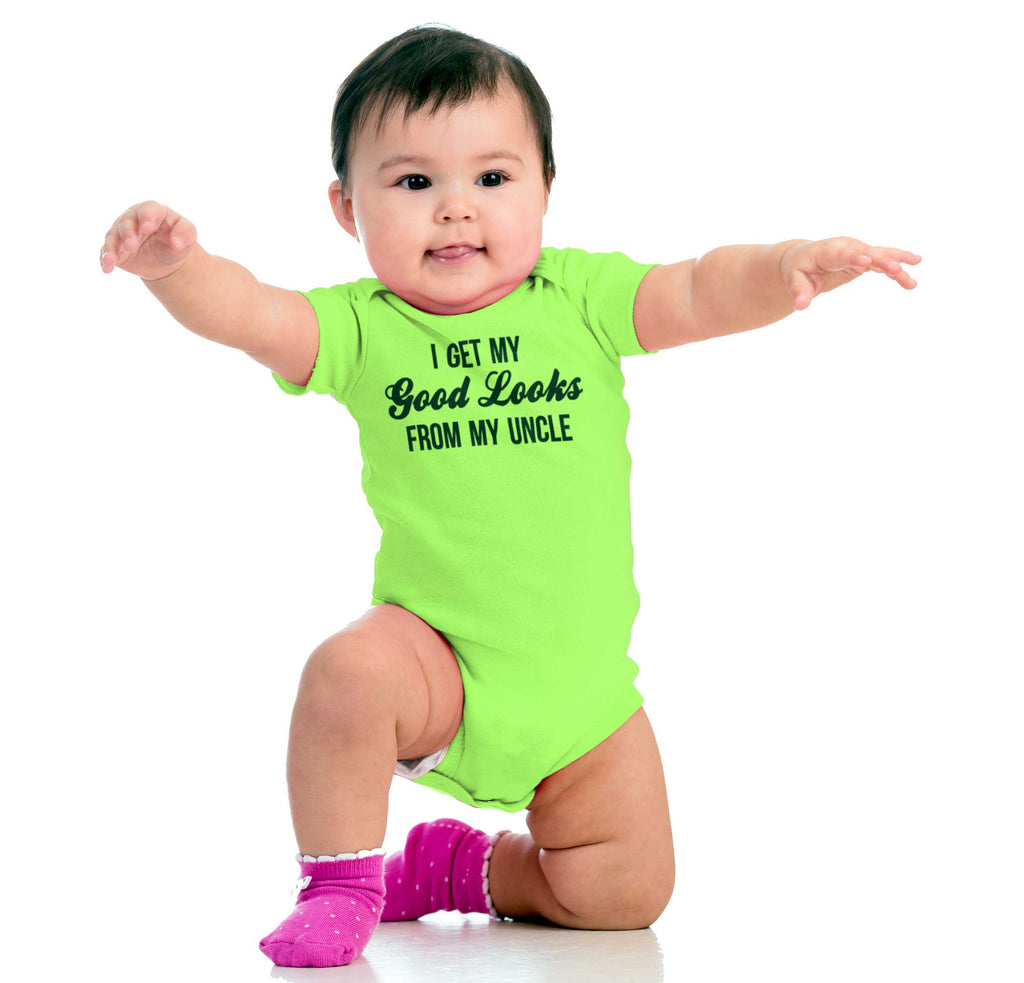 Good Looks From Uncle Romper Bodysuit-Direct To Garment Print-Brisco Baby