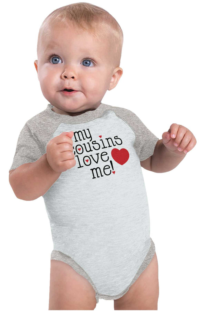 Cousins Love Me Raglan Romper Bodysuit-Direct To Garment Print-Brisco Baby